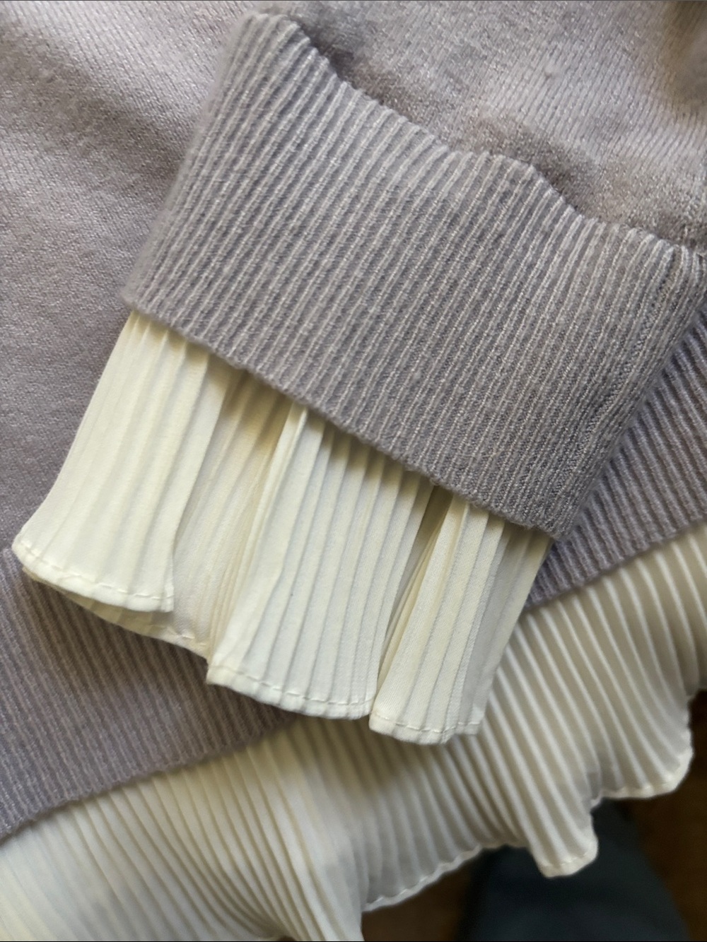 Women’s Lilac Layered-Ruffle Pullover with Cream Pleated Trim - Picture 3 of 8